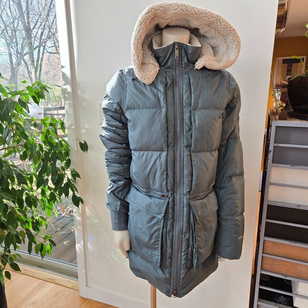 Eddie Bauer Womens Sz TS Tall Small Blue Eastlake Down Parka Winter Coat hooded